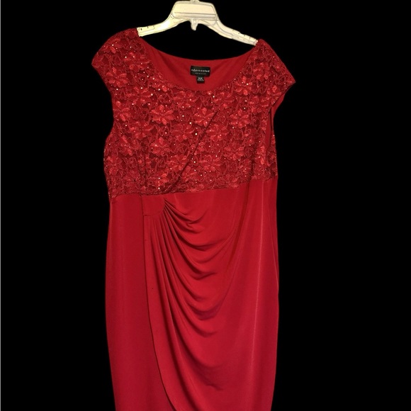 Red Sleeveless Dress with Embellished Bodice PTP 19-23 inches EUC - Picture 5 of 5